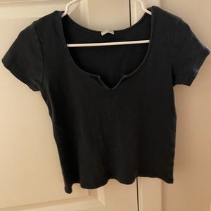 Brandy Melville dusty gray/blue short sleeve cropped